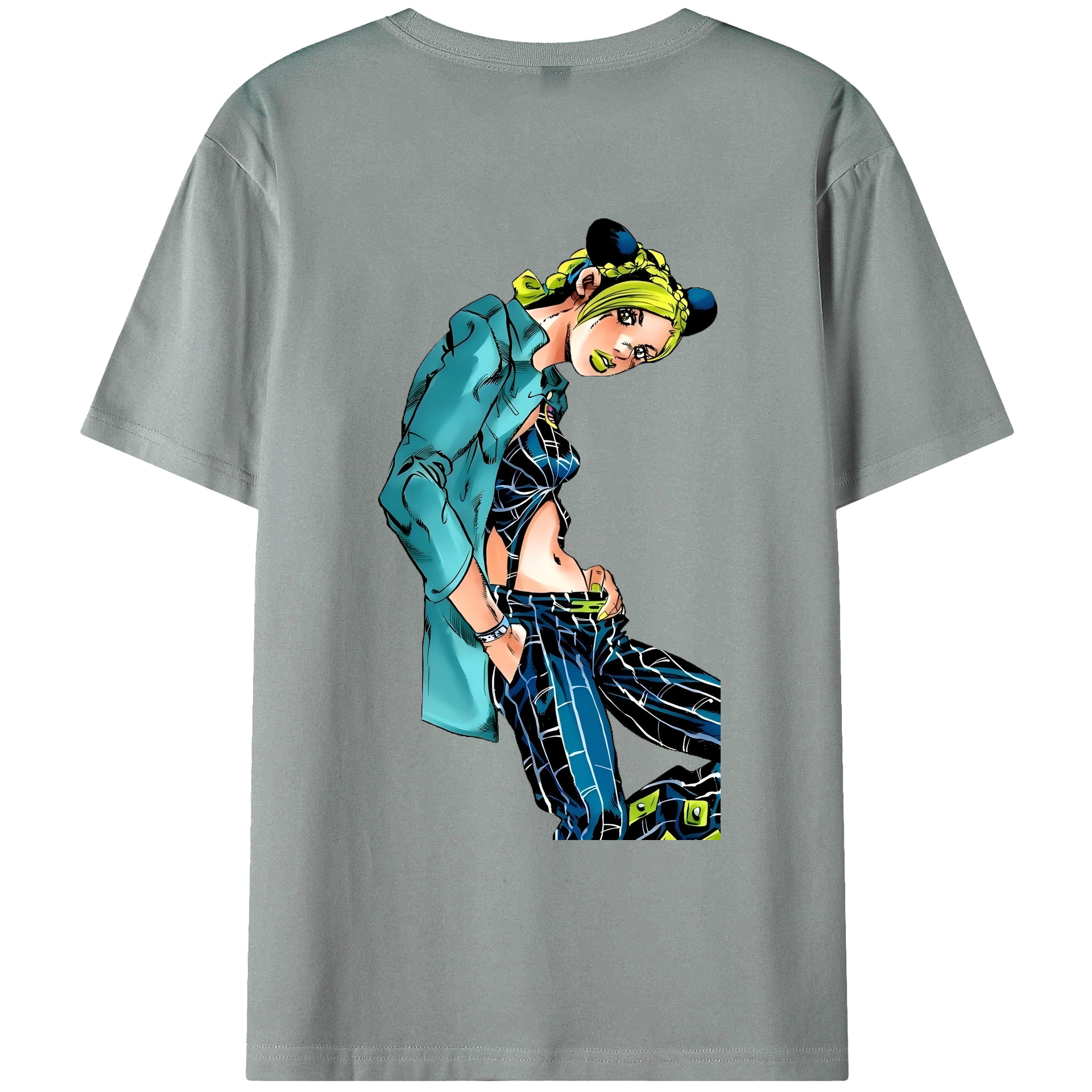 （画像用） "ジョジョの奇妙な冒険 くうじょう ジョリーン JoJo's Bizarre Adventure Jolyne Cujoh " 綿100％ メンズ半袖Tシャツ（バックプリント） 通気性